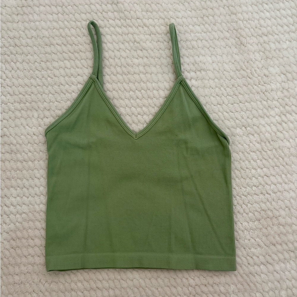 Tilly's Green Fitted Crop Camisole Tank Top